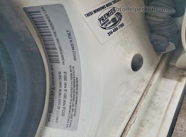 ZAM57RTA9G1177091 2016 MASERATI GHIBLI White Widok naklejki z numerem VIN