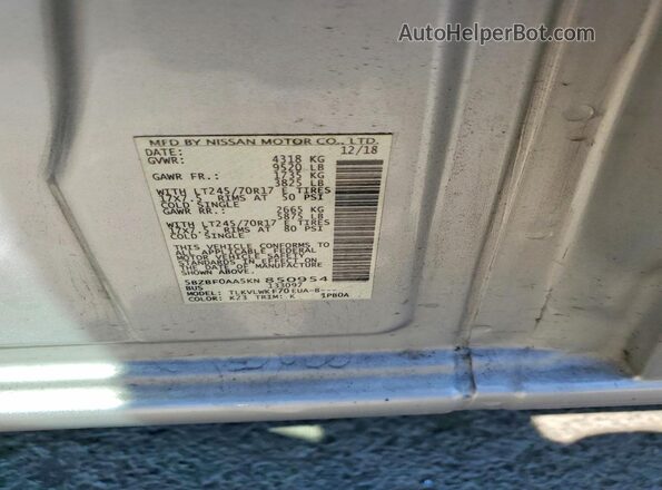 5BZBF0AA5KN850954 2019 NISSAN NV White Вид наклейки з VIN-кодом
