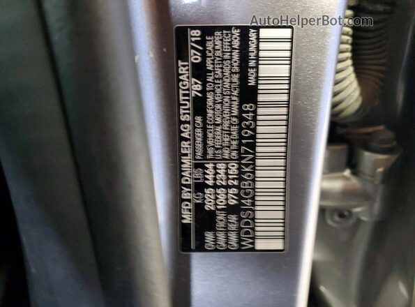 WDDSJ4GB6KN719348 2019 MERCEDES-BENZ CLA-CLASS Серый Вид наклейки с VIN-кодом