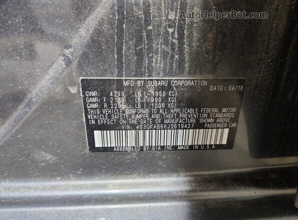 4S3GKAB66J3619427 2018 SUBARU IMPREZA Серый Вид наклейки с VIN-кодом