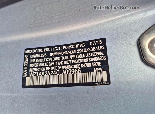 WP1AA2A24GLA09966 2016 PORSCHE CAYENNE Синий Вид задних сидений