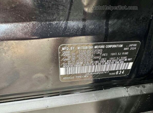 JA4J4UA89RZ057417 2024 MITSUBISHI OUTLANDER Черный Вид задней части салона