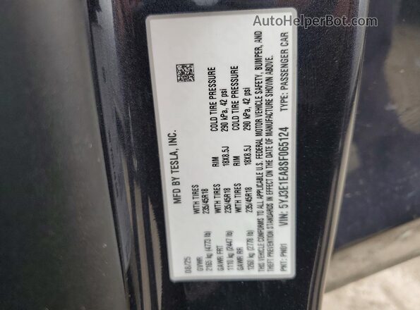 5YJ3E1EA8SF065124 2025 TESLA MODEL Серый Вид наклейки с VIN-кодом