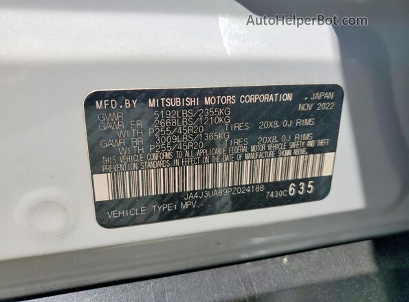 JA4J3UA89PZ024188 2023 MITSUBISHI OUTLANDER White Widok wnętrza 360 stopni