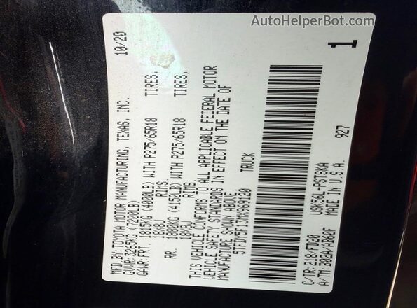 5TFDY5F13MX969120 2021 TOYOTA TUNDRA Black Widok wnętrza z tyłu