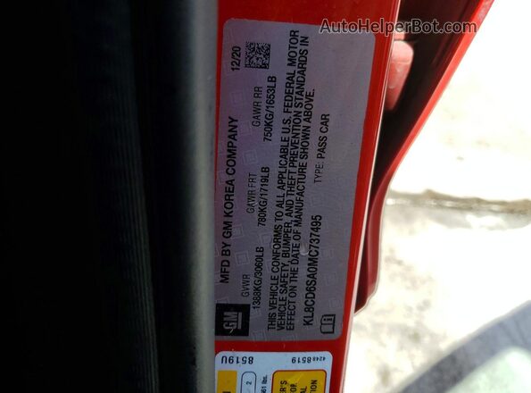 KL8CD6SA0MC737495 2021 CHEVROLET SPARK Красный Вид подкапотного пространства