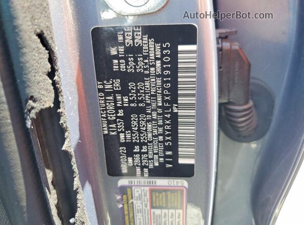 5XYRK4LFXPG191035 2023 KIA SORENTO Серый Панорамный вид салона 360°