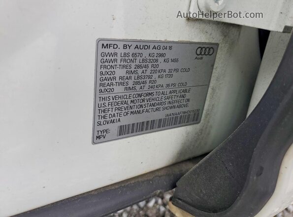 WA1VAAF78HD015230 2017 AUDI Q7 Белый Панорамный вид салона 360°