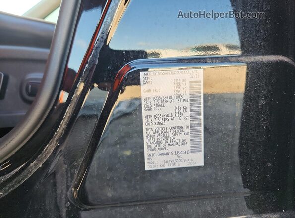 5N1DL0MN4HC518486 2017 INFINITI QX60 Черный Вид наклейки с VIN-кодом