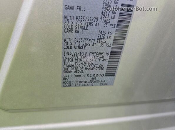 5N1DL0MMXJC513340 2018 INFINITI QX60 Серебряный Вид задней части салона