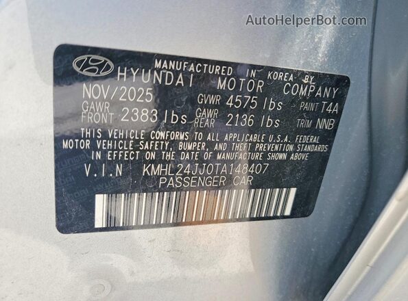 KMHL24JJ0TA148407 2026 HYUNDAI SONATA Серебряный Вид наклейки с VIN-кодом