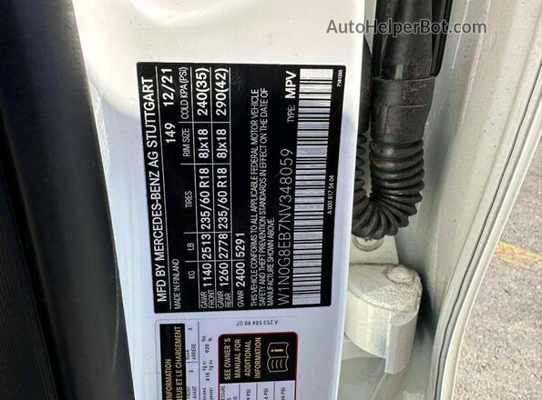W1N0G8EB7NV348059 2022 MERCEDES-BENZ GLC-CLASS Белый Вид задней части салона