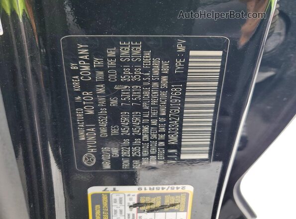 KM8J33A27GU197681 2016 HYUNDAI TUCSON Черный Панорамный вид салона 360°