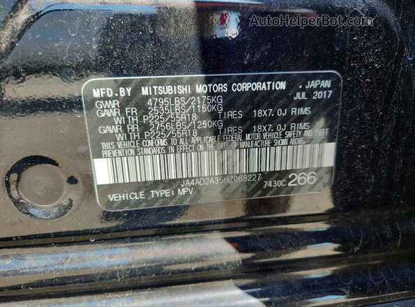 JA4AD2A35HZ068227 2017 MITSUBISHI OUTLANDER Black Widok komory silnika