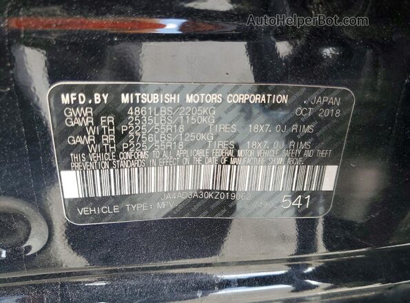 JA4AD3A30KZ019062 2019 MITSUBISHI OUTLANDER Black Widok wnętrza 360 stopni