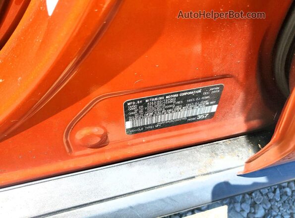 JA4AP3AU5LU022165 2020 MITSUBISHI OUTLANDER Оранжевый Вид наклейки с VIN-кодом