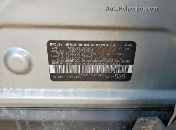 JA4AS3AA0LZ042511 2020 MITSUBISHI ECLIPSE Silver Widok komory silnika
