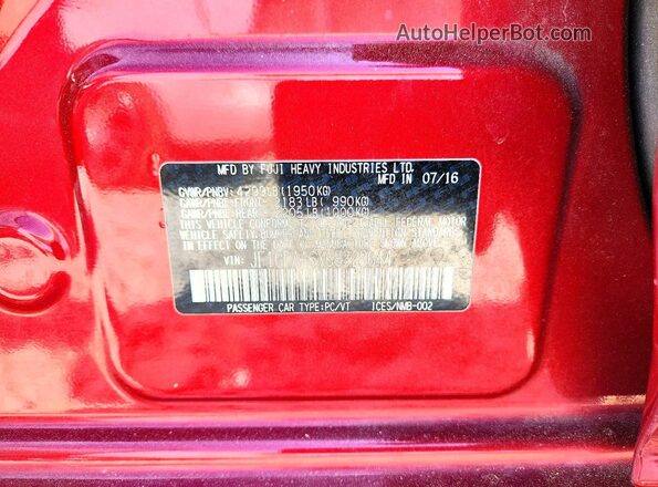 JF1GPAA6XG8328644 2016 SUBARU IMPREZA Бордовый Вид подкапотного пространства