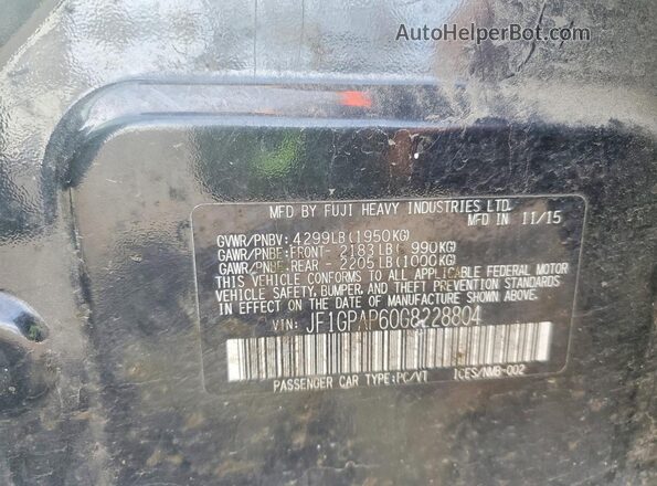 JF1GPAP60G8228804 2016 SUBARU IMPREZA Black Vista del compartimento del motor