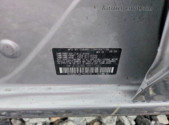 JF1GUABC2R8373562 2024 SUBARU IMPREZA Silver Vista de la etiqueta del VIN
