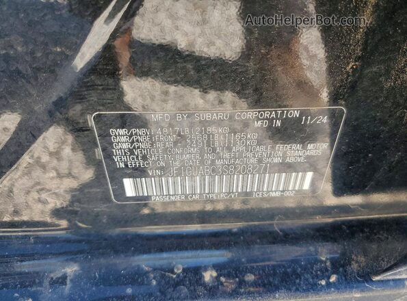 JF1GUABC3S8208271 2025 SUBARU IMPREZA Black Vista de la etiqueta del VIN