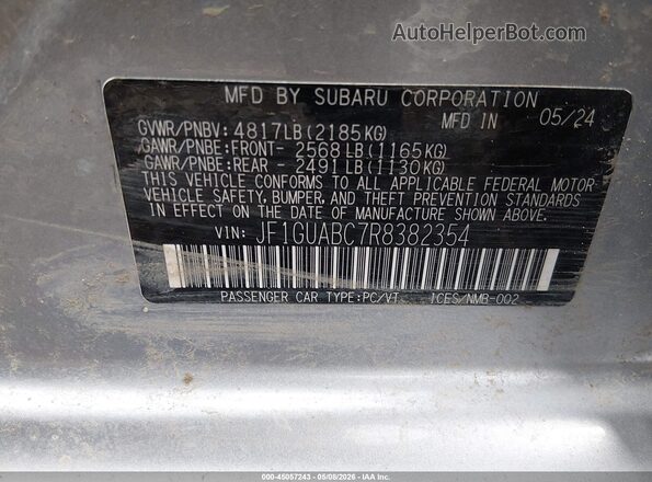 JF1GUABC7R8382354 2024 SUBARU IMPREZA Серый Вид подкапотного пространства