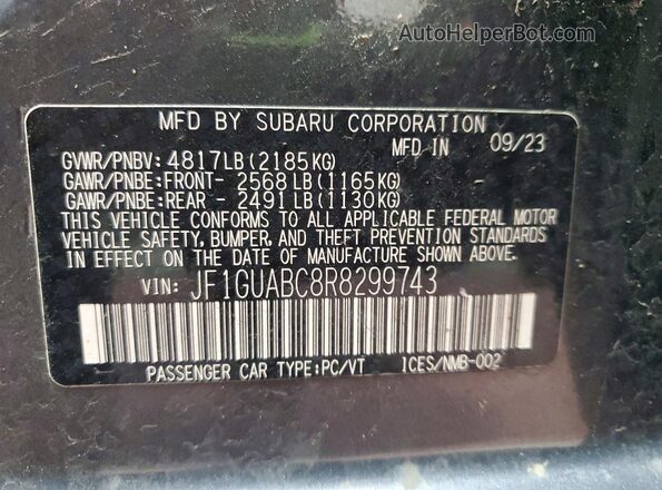 JF1GUABC8R8299743 2024 SUBARU IMPREZA Угольный Вид подкапотного пространства