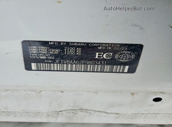 JF1VBAA62P9803431 2023 SUBARU WRX Белый Вид подкапотного пространства