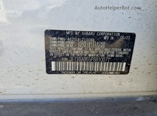 JF1VBAB65P8810071 2023 SUBARU WRX Белый Вид подкапотного пространства