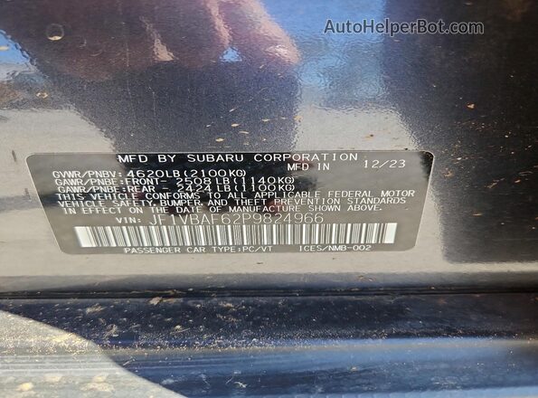 JF1VBAF62P9824966 2023 SUBARU WRX Charcoal Vista del compartimento del motor