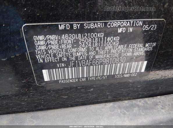 JF1VBAF66P9810830 2023 SUBARU WRX Black Widok komory silnika