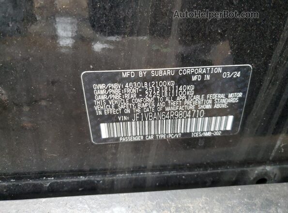 JF1VBAN64R9804710 2024 SUBARU WRX Черный Вид подкапотного пространства
