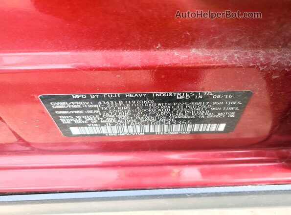 JF2GPABC1G8343355 2016 SUBARU CROSSTREK Maroon Вид наклейки з VIN-кодом