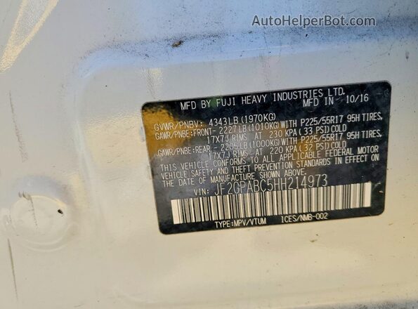 JF2GPABC5HH214973 2017 SUBARU CROSSTREK White Սալոնի 360 աստիճան տեսք