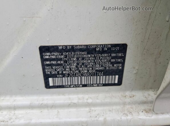 JF2GTABC9N8211744 2022 SUBARU CROSSTREK White Vista del compartimento del motor