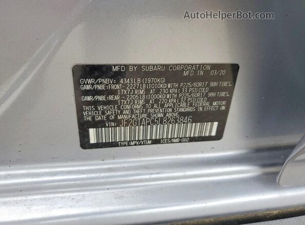JF2GTAPC5L8263846 2020 SUBARU CROSSTREK Silver Вид наклейки з VIN-кодом