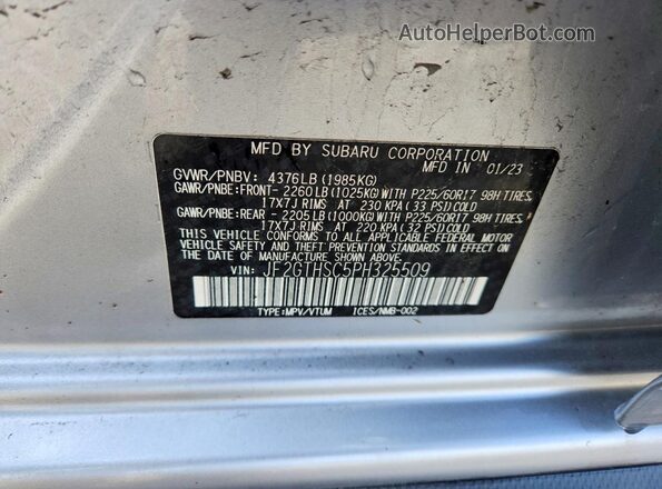 JF2GTHSC5PH325509 2023 SUBARU CROSSTREK Серебряный Вид подкапотного пространства
