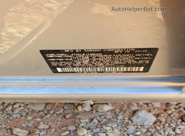 JF2GTHSC6MH222708 2021 SUBARU CROSSTREK Silver Vista de la etiqueta del VIN