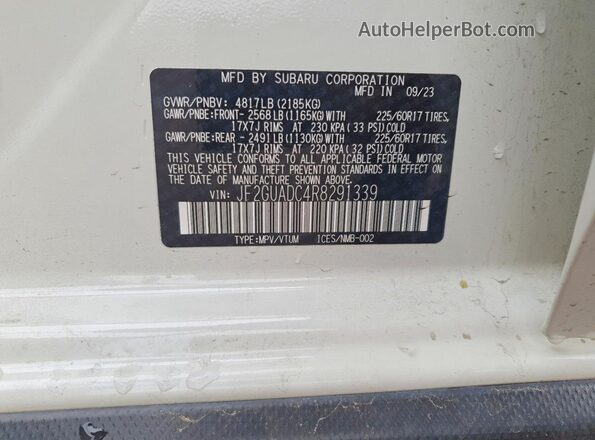 JF2GUADC4R8291339 2024 SUBARU CROSSTREK Белый Вид подкапотного пространства
