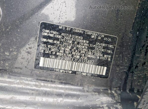 JF2GUHDC8S8321487 2025 SUBARU CROSSTREK Угольный Вид наклейки с VIN-кодом