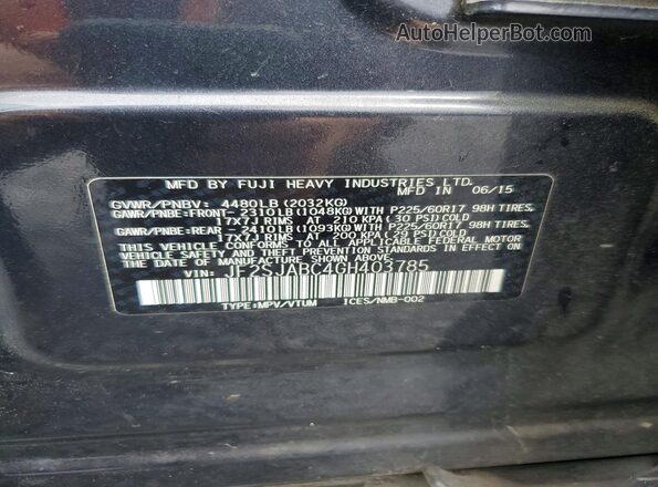 JF2SJABC4GH403785 2016 SUBARU FORESTER Угольный Вид подкапотного пространства