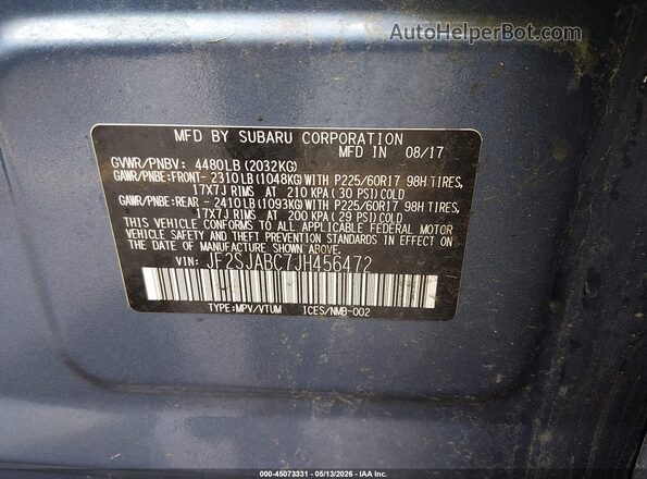 JF2SJABC7JH456472 2018 SUBARU FORESTER 2.5 Blue Widok komory silnika