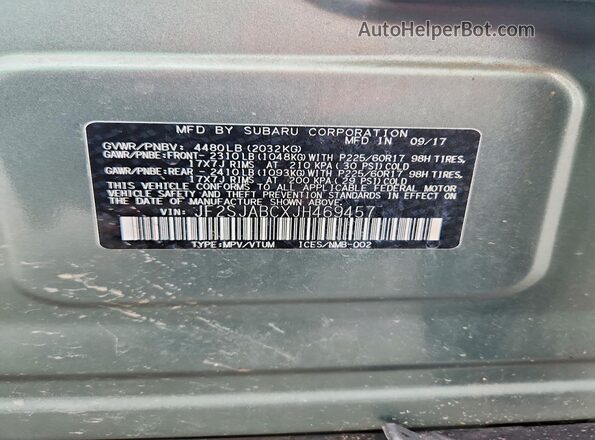 JF2SJABCXJH469457 2018 SUBARU FORESTER Зеленый Панорамный вид салона 360°