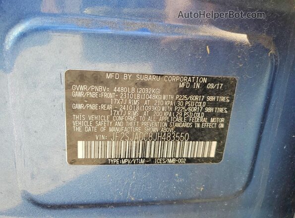 JF2SJADC8JH483550 2018 SUBARU FORESTER Синий Вид подкапотного пространства