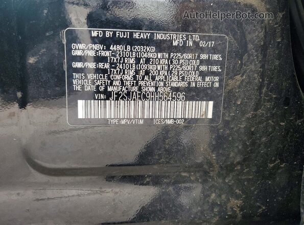 JF2SJAEC9HH564596 2017 SUBARU FORESTER Черный Вид подкапотного пространства