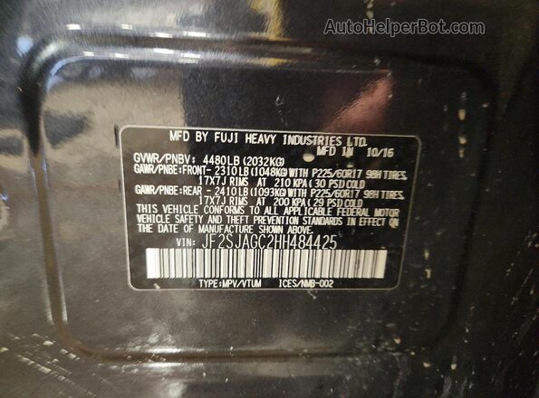 JF2SJAGC2HH484425 2017 SUBARU FORESTER Угольный Вид подкапотного пространства