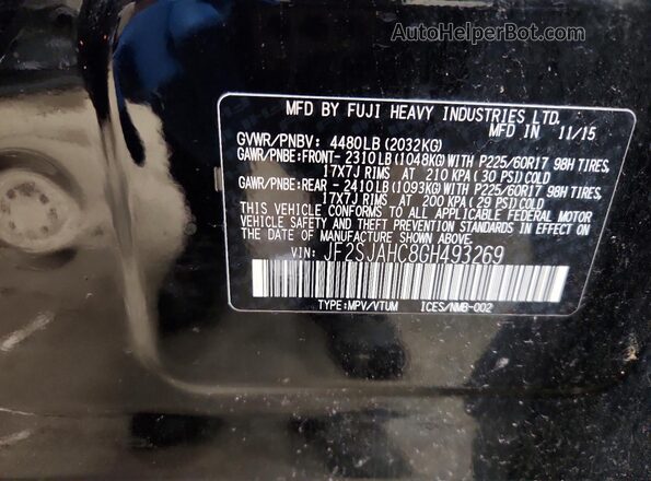 JF2SJAHC8GH493269 2016 SUBARU FORESTER Черный Панорамный вид салона 360°