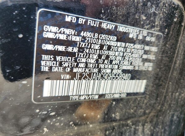 JF2SJAHC9GH558940 2016 SUBARU FORESTER Черный Вид подкапотного пространства