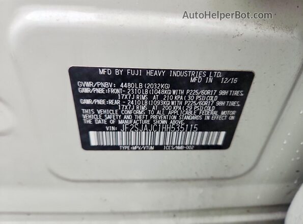 JF2SJAJC1HH535115 2017 SUBARU FORESTER Белый Вид наклейки с VIN-кодом
