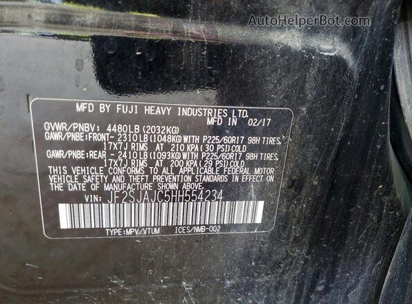 JF2SJAJC5HH554234 2017 SUBARU FORESTER Black Вид наклейки з VIN-кодом